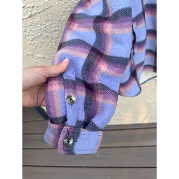 Women's Long Sleeve Plaid Super Plush Sherpa Lined Fleece Shirt Jacket - Picture 8 of 13
